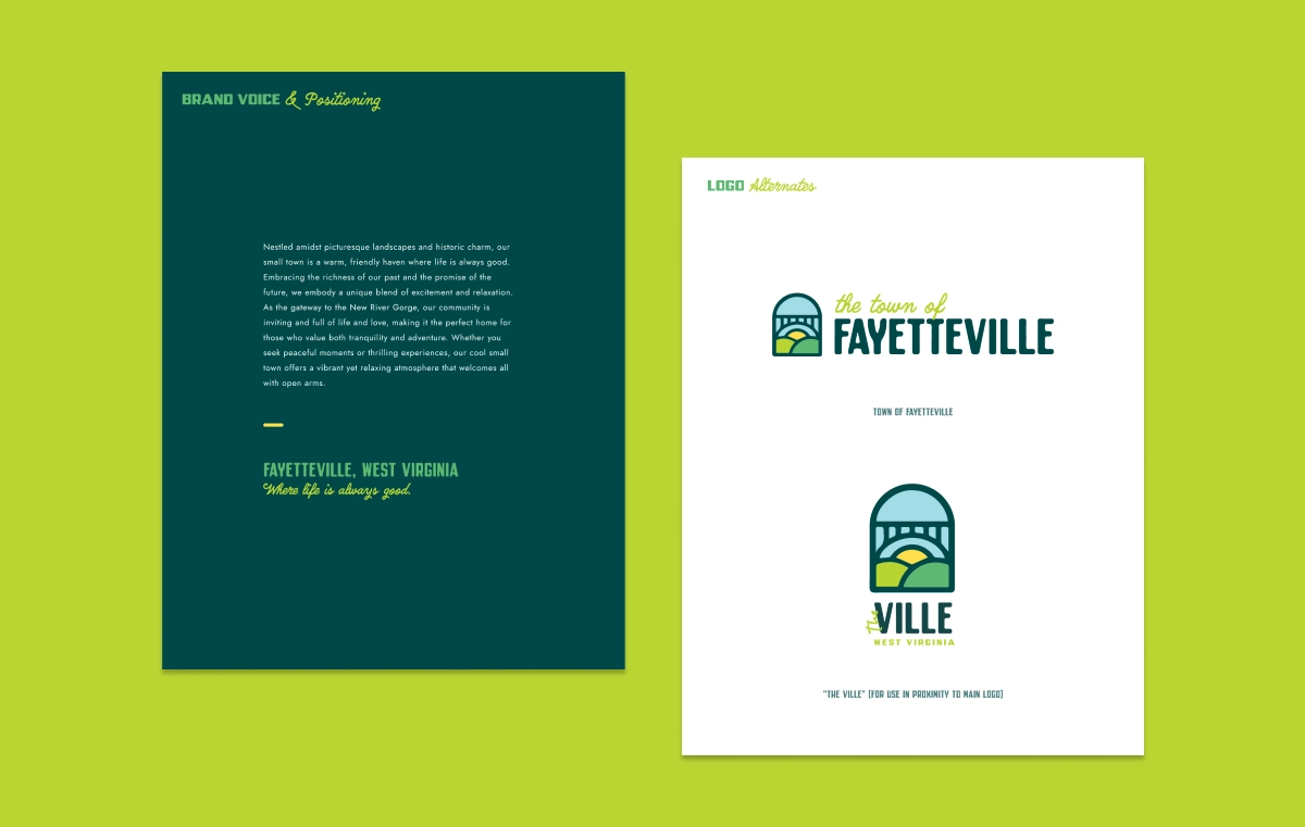 Town of Fayetteville Brand Voice and Positioning; Primary logo and 
