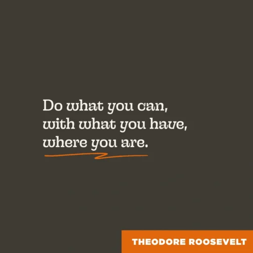 Do what you can, with what you have, where you are Theodore Roosevelt
