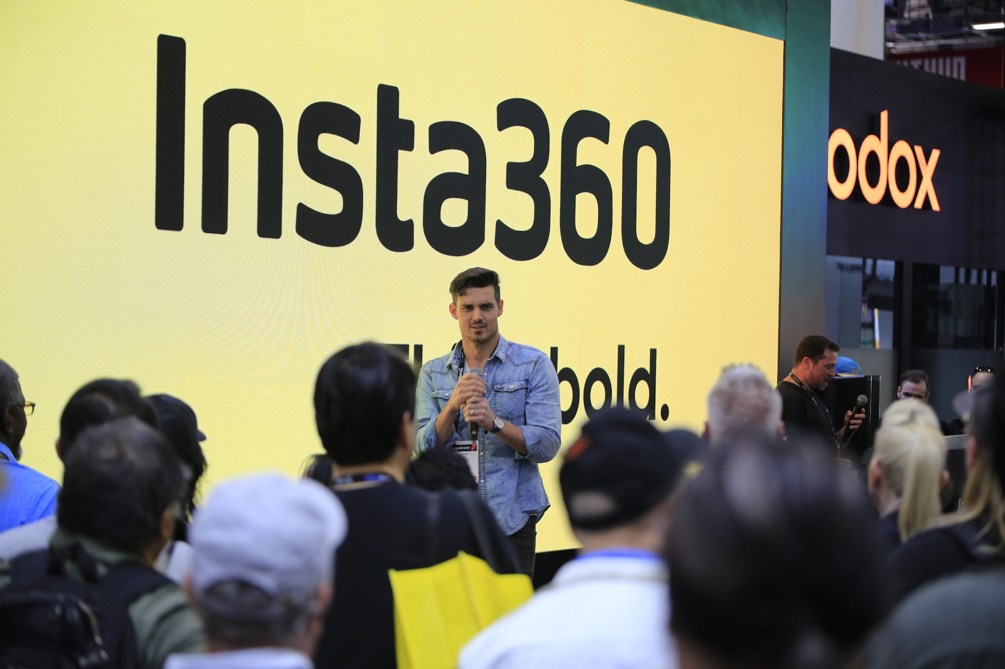 Photo from the Insta360 booth at NAB 2025 from a speaker session.