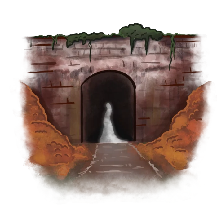 An illustration of the Silver Run Tunnel for the West Virginia Paranormal Trail.